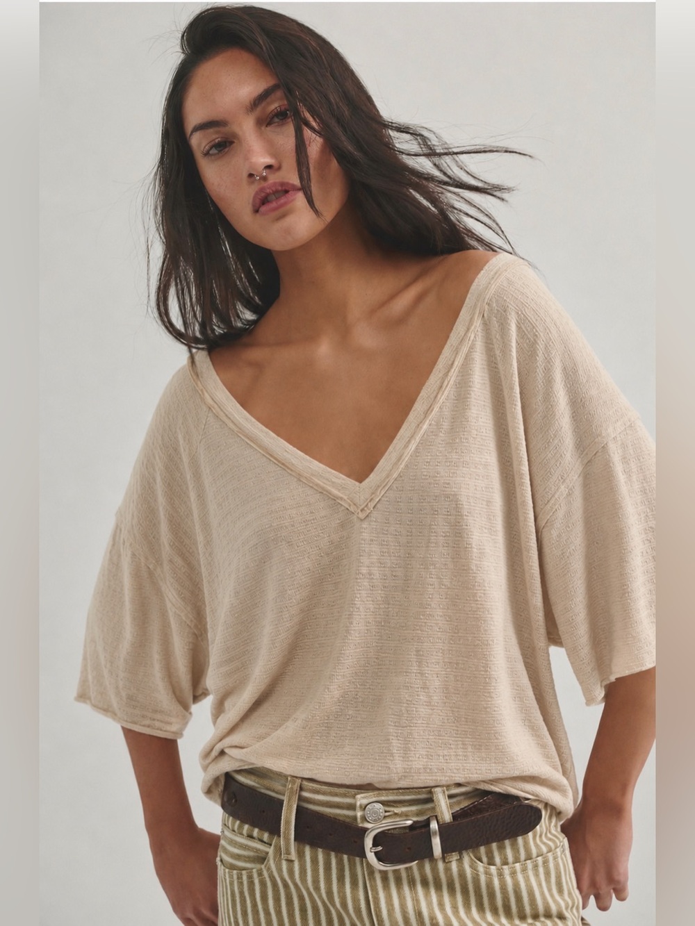 POL Lightweight V Neck Top